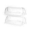 Vitrina doble de plástico transparente y blanco para pastelería