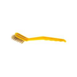 Brosse à nettoyer les plaques de cuisson en plastique jaune et en laiton 28,5 cm