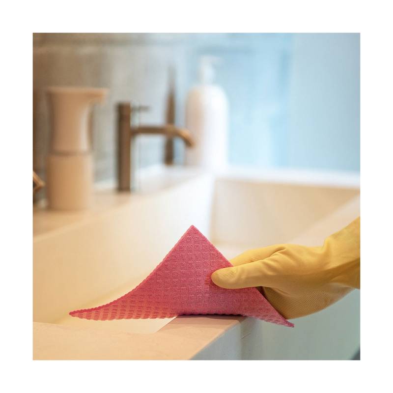 Aquos Factory tissu éponge en cellulose rouge 18x20 cm