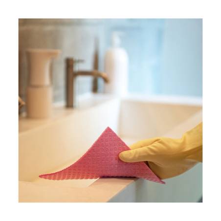 Aquos Factory tissu éponge en cellulose rouge 18x20 cm
