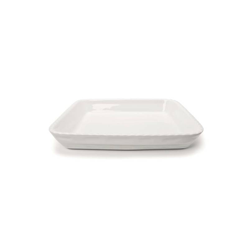 Plato rectangular apilable de porcelana blanca Cordonata 32x22 cm