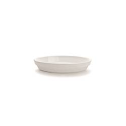 Plato apilable oval Cordonata porcelana blanca 32x20 cm