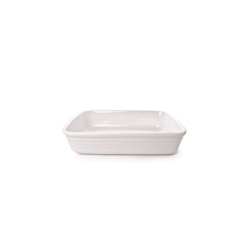 Plato rectangular de porcelana blanca Gastronomía 32x22x6 cm