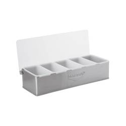 Porte-condiments en acier satiné 5 récipients