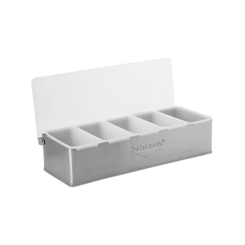 Porte-condiments en acier satiné 5 récipients