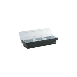 Bandeja para condimentos 3 bandejas de policarbonato negro cm 49,5x15x10