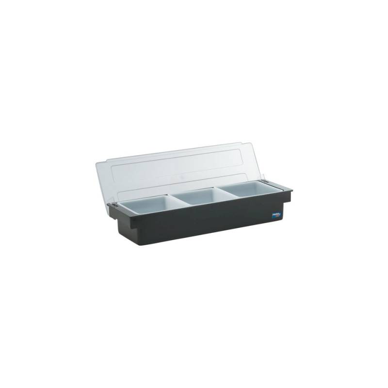 Bac à condiments 3 plateaux en polycarbonate noir cm 49,5x15x10