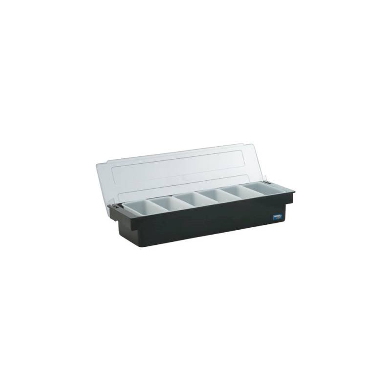 Plateau à condiments 6 plateaux en polycarbonate noir cm 49,5x15x9