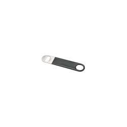 Ouvre-bouteille plat en acier noir recouvert de caoutchouc 18,5 cm