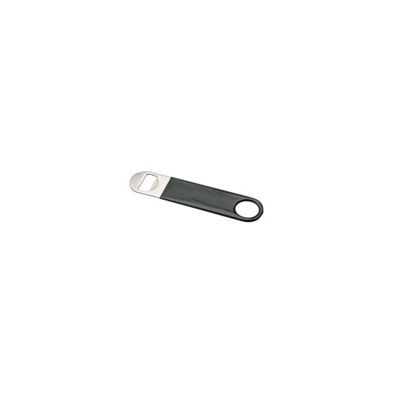 Ouvre-bouteille plat en acier noir recouvert de caoutchouc 18,5 cm