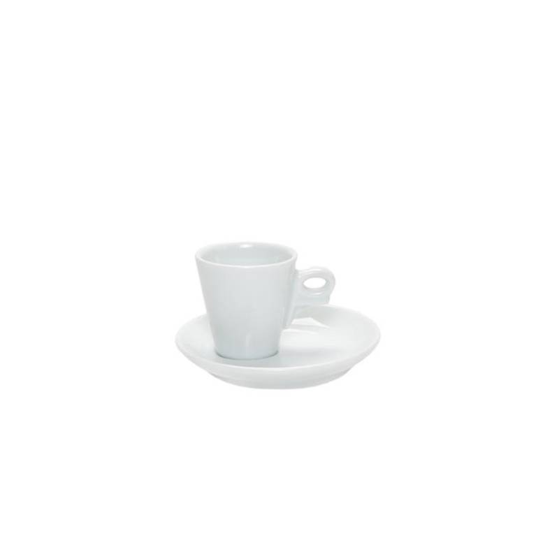 Taza de café Giotto con plato de porcelana blanca cl 7.5