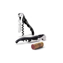 Tire-bouchon à double levier Pulltex en acier noir avec étui 12 cm