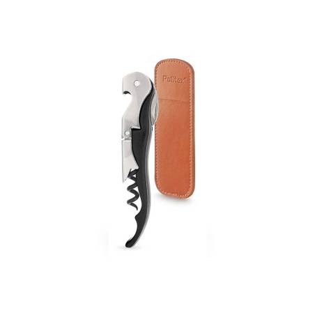 Tire-bouchon à double levier Pulltex en acier noir avec étui 12 cm