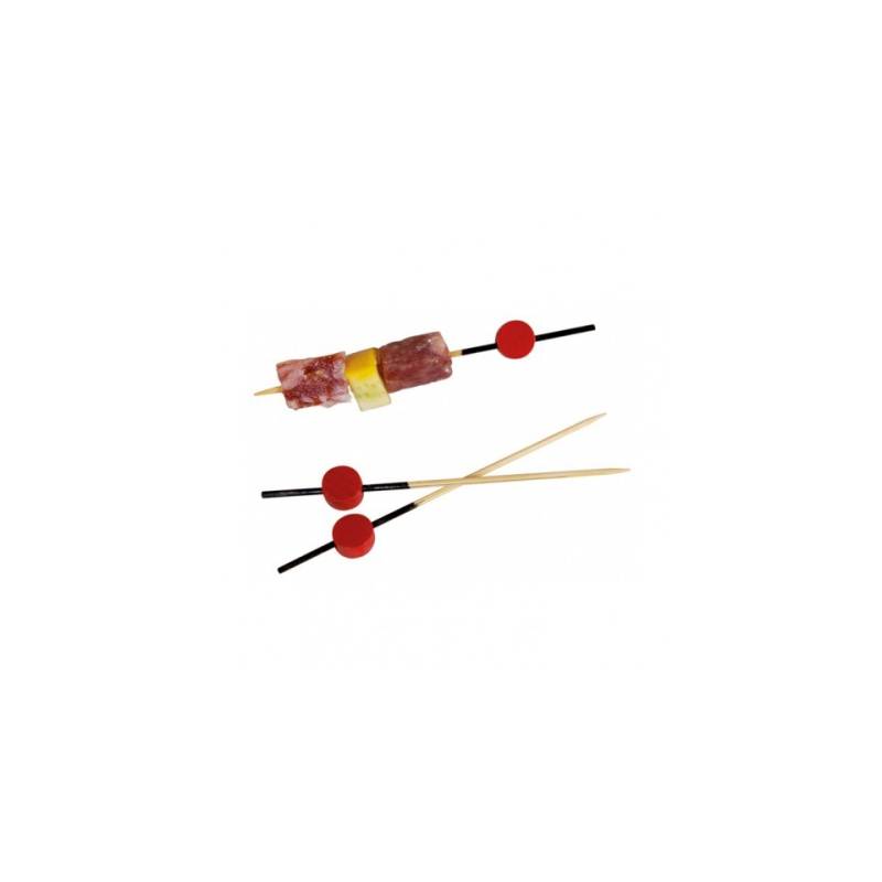 Palos de bambú de madera con bola plana roja 9 cm