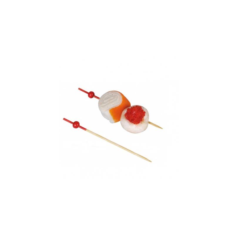 Bâtons de bambou en bois avec perle rouge 9 cm