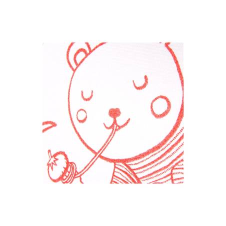 Babero para bebé Yum Yum en airlaid blanco con oso rojo 31x23 cm