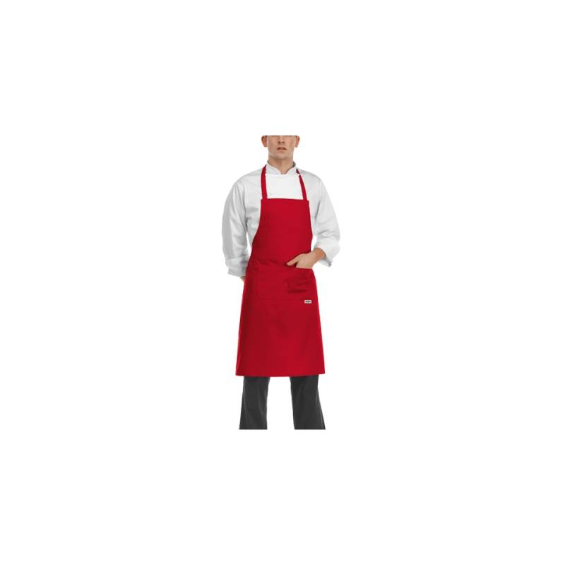 Delantal con peto y bolsillo Egochef rojo cm 90x70