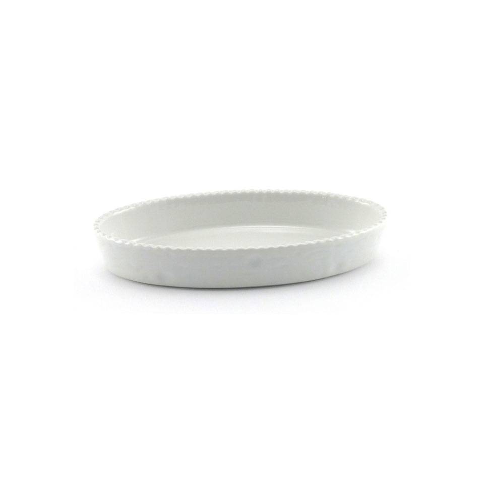 Plato oval Cordonata porcelana blanca 38 cm