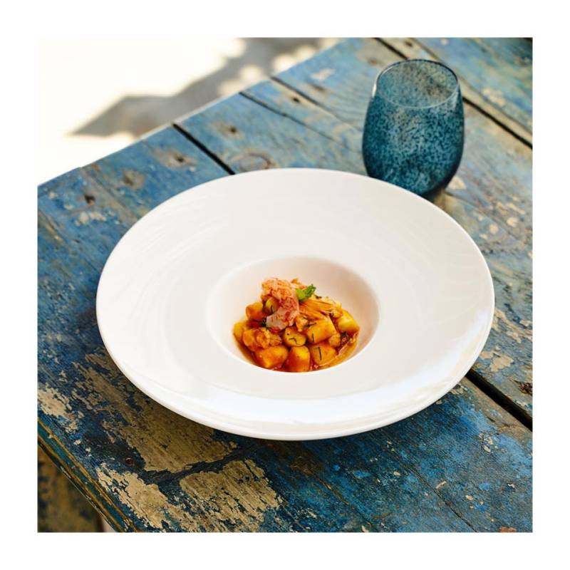 Tazón de pasta Gourmet de porcelana blanca 23,5 cm