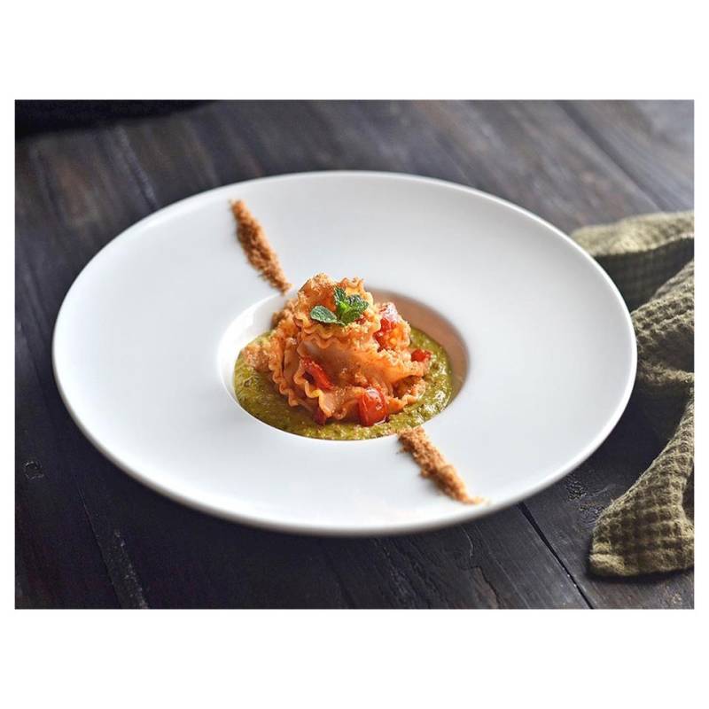 Tazón de pasta Gourmet de porcelana blanca 23,5 cm