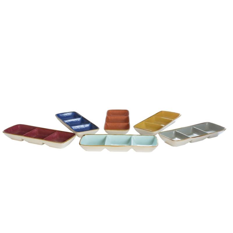 Mediterraneo Novità Home 3-compartment tray in colored ceramic cm 29x11x4