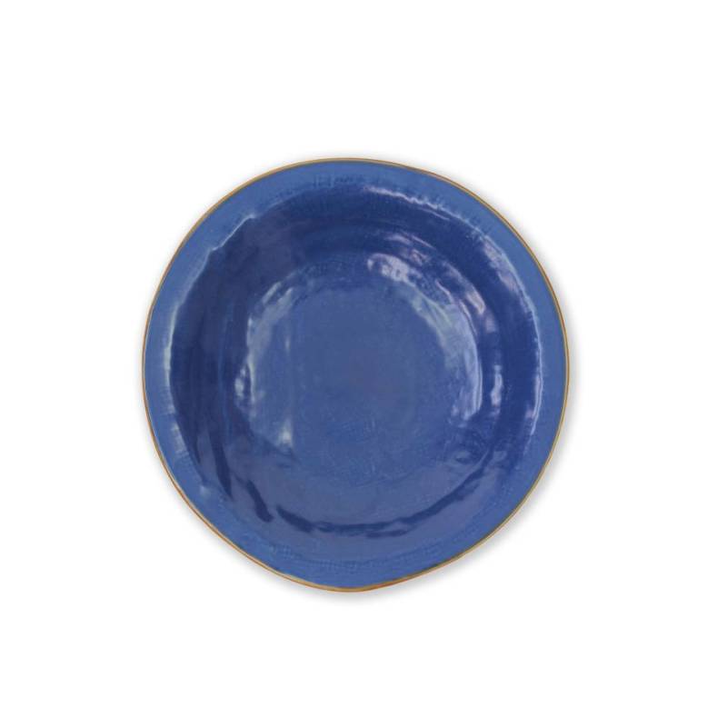 Plato llano de cerámica Novità Home azul mediterráneo cm 24