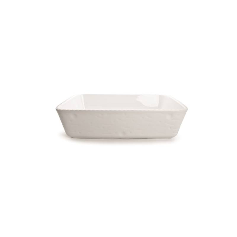 Plato rectangular Cordonata porcelana blanca cm 40x30x10