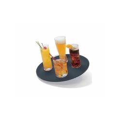 Plateau rond antidérapant en pp noir cm 35,5