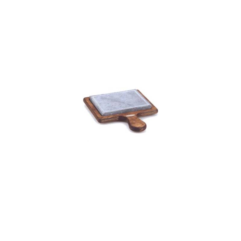Bisetti esteatita rectangular pequeña sobre base de madera cm 16x20