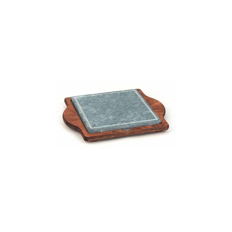 Carré en pierre ollaire Bisetti sur base en bois 25 cm