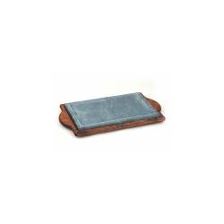 Bisetti esteatita, rectangular grande sobre base de madera, 25x40 cm