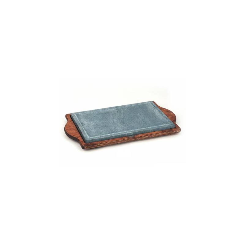 Pierre à savon Bisetti, grande rectangulaire sur base en bois, 25x40 cm