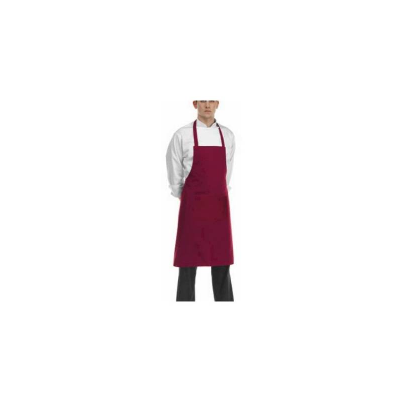 Delantal Egochef burdeos con peto y bolsillo cm 90x70