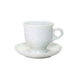 Tasse royale en chocolat et assiette en porcelaine blanche cl 25