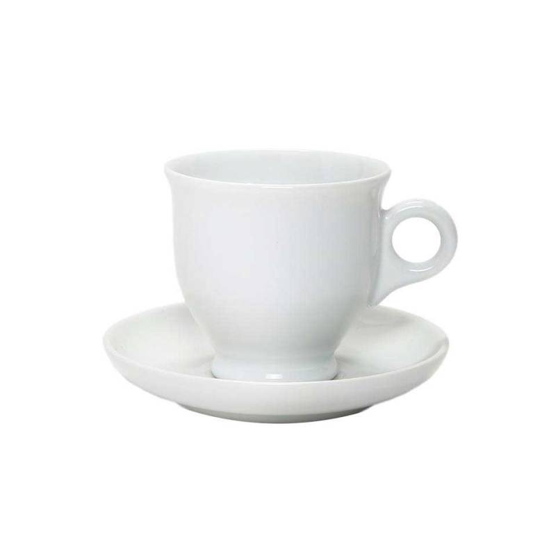 Taza de chocolate real con plato de porcelana blanca cl 25