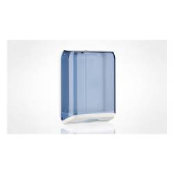 Dispensador de toallas intercaladas de plástico azul transparente