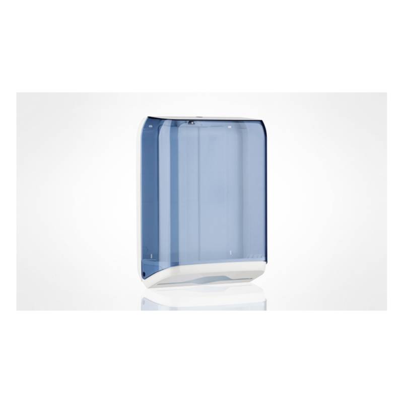 Distributeur de serviettes intercalaires en plastique bleu transparent