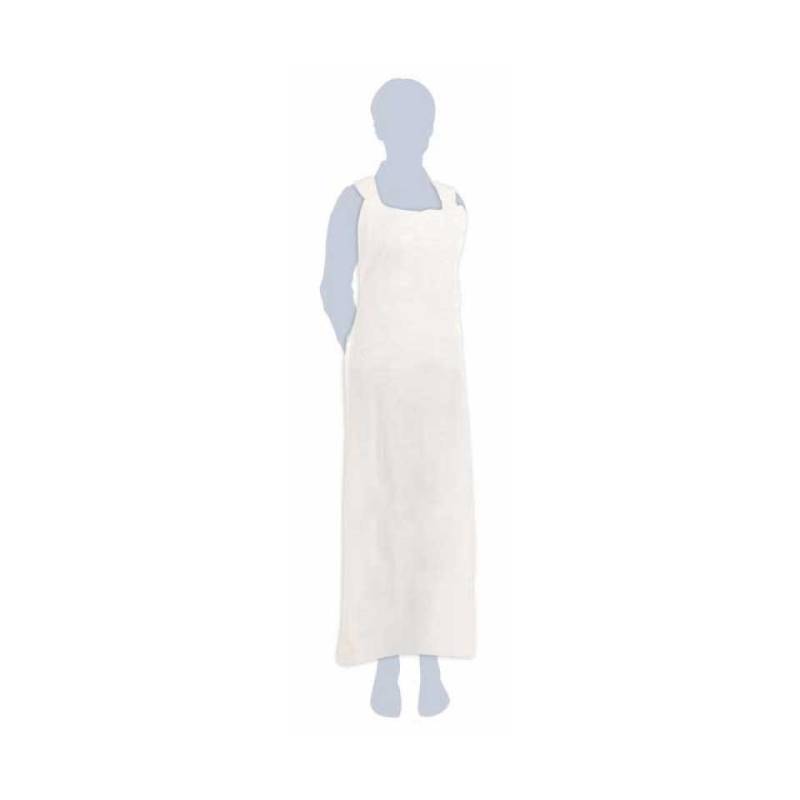 Delantal impermeable desechable con peto en pe blanco 70x140 cm