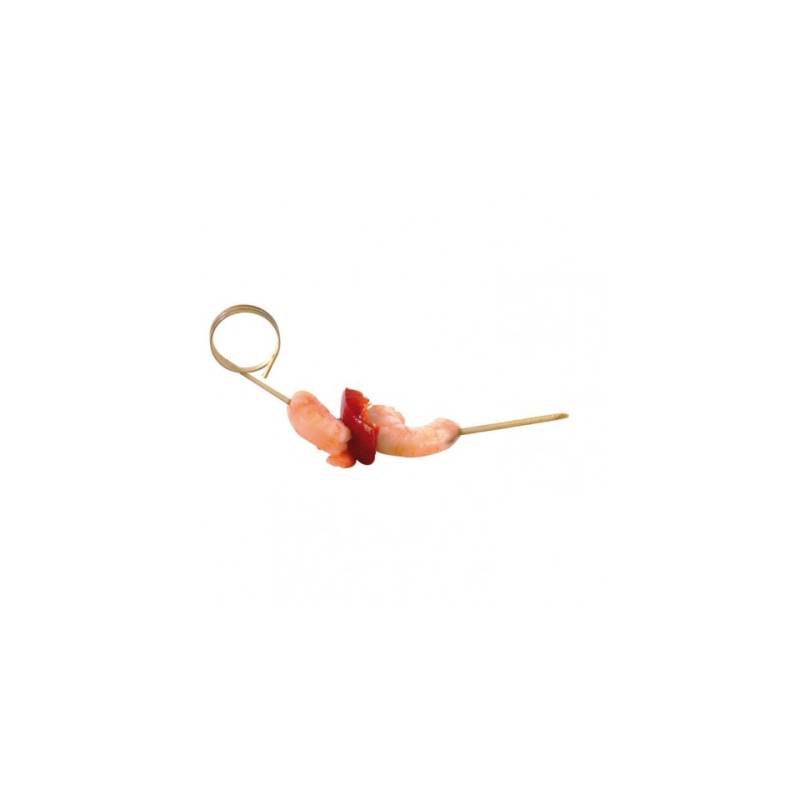 Brochettes torsadées en bambou avec anneau 11 cm