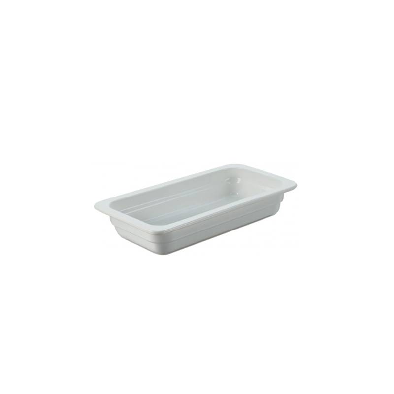 Gastronomía 1/3 plato rectangular porcelana blanca cm 17x32x6,5