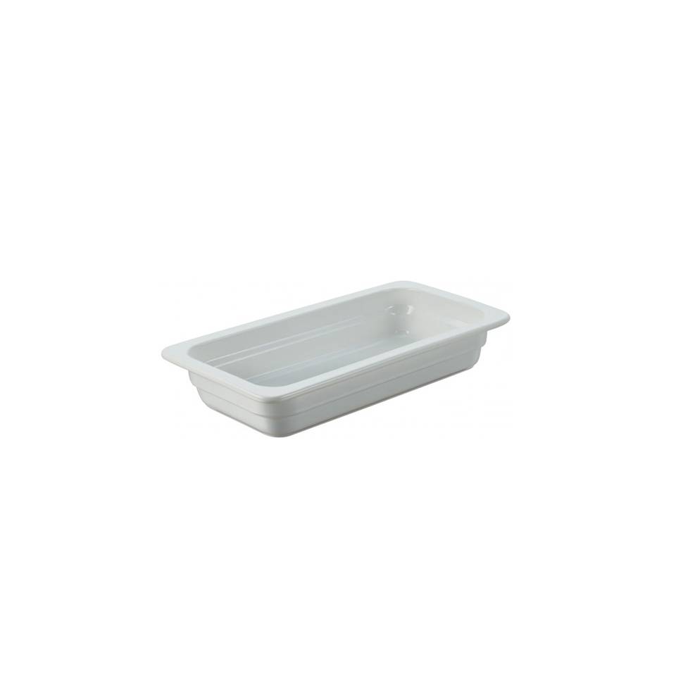 Gastronomía 1/3 plato rectangular porcelana blanca cm 17x32x6,5