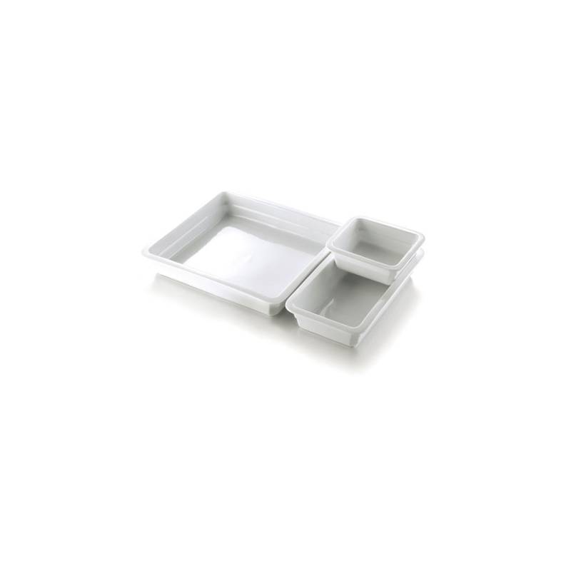 Gastronorm 2/3 plato rectangular porcelana blanca cm 35x32,5x6,5