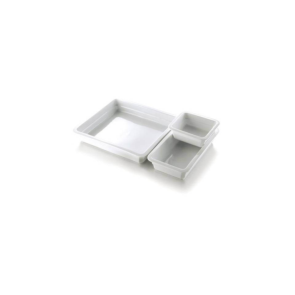 Gastronorm 2/3 plato rectangular porcelana blanca cm 35x32,5x6,5
