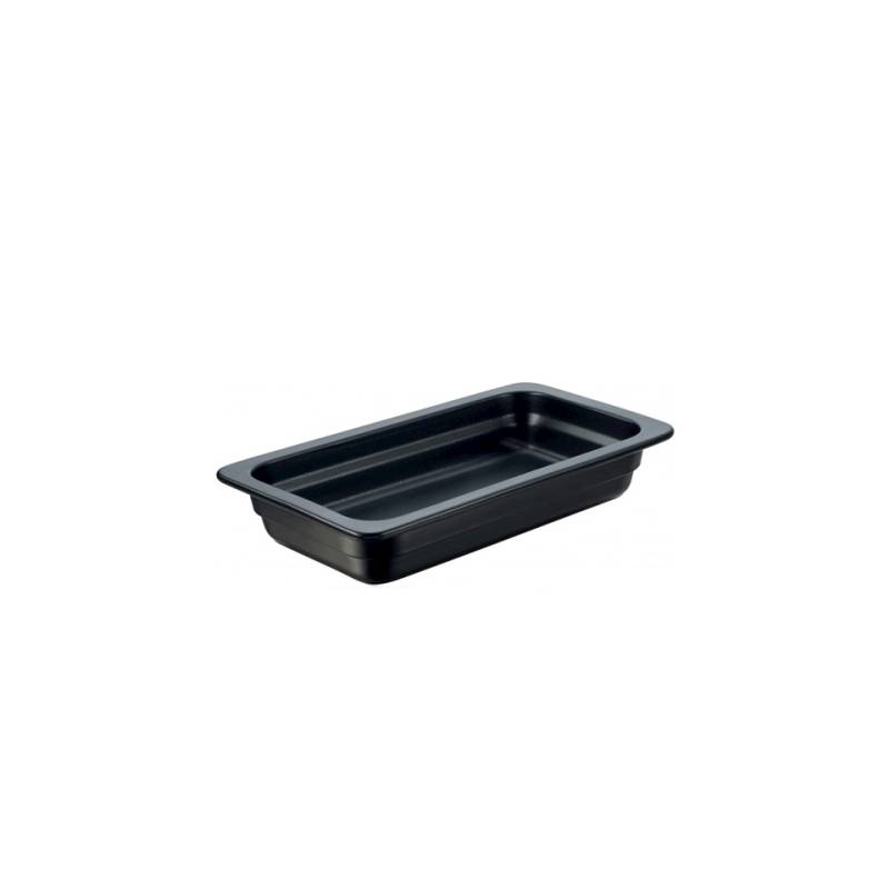 Gastronomía 1/3 plato rectangular porcelana negra cm 17x32x6,5
