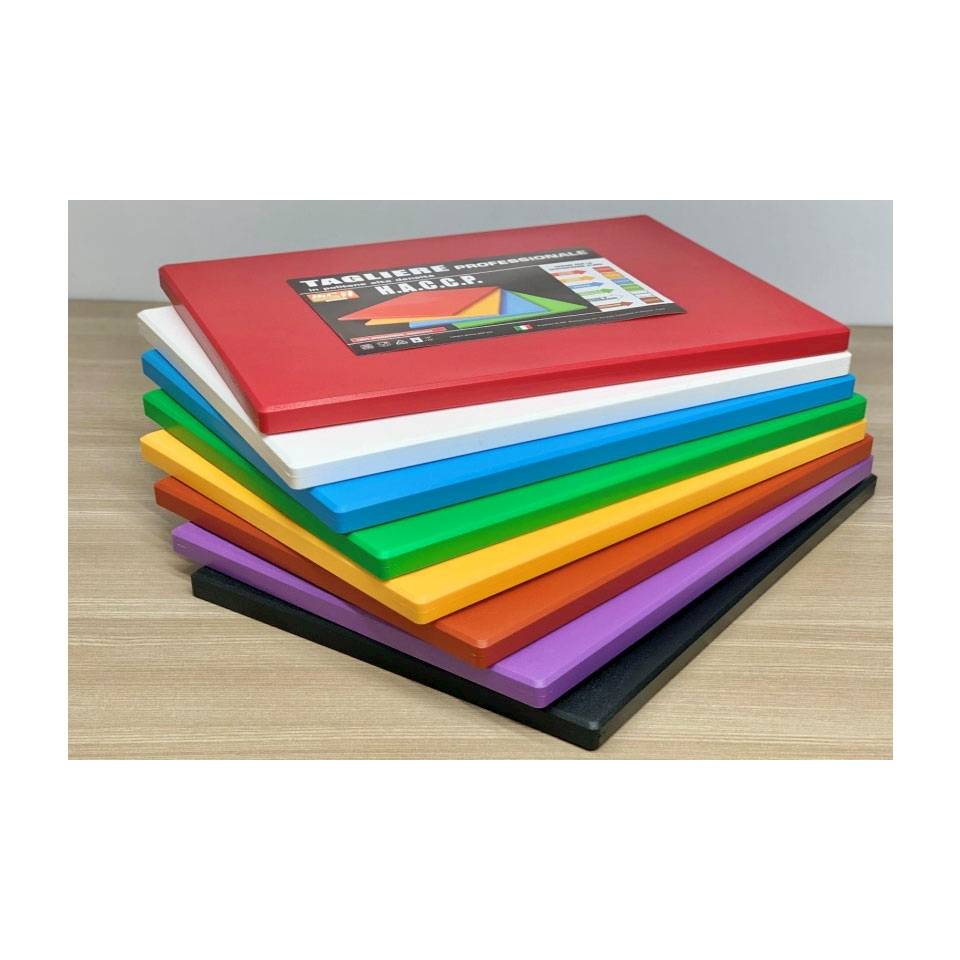Planche à découper professionnelle en polyéthylène MC 60x40x2cm rouge HACCP