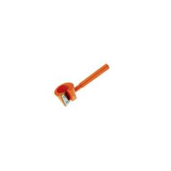 Afilador de verduras de plástico naranja y cuchilla de acero inoxidable