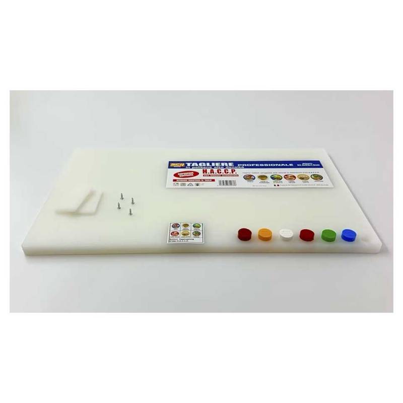 Tabla de cortar MC gofrada con tope y botones de polietileno blanco cm 53x32,5x1,5