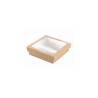 Boîte alimentaire jetable en carton brun avec couvercle à fenêtre cm 22,5x22,5x8