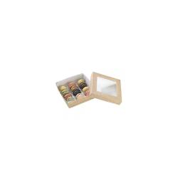 Boîte alimentaire jetable en carton brun avec couvercle à fenêtre cm 15,5x15,5x5