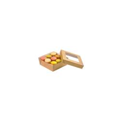 Caja desechable de cartón marrón para alimentos con tapa con ventana cm 13,5x13,5x5